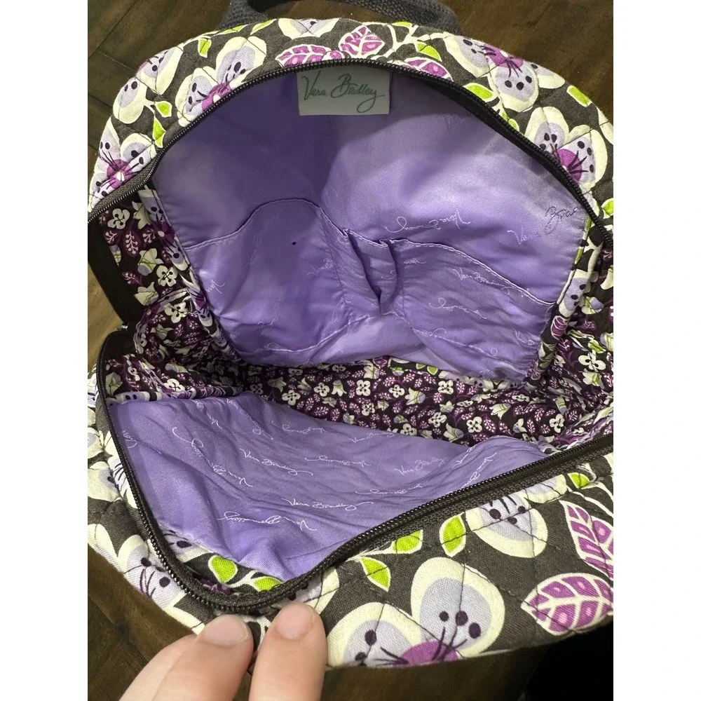 Vera Bradley Plum Crazy Small Backpack Bookbag Retired Purple Floral Cotton